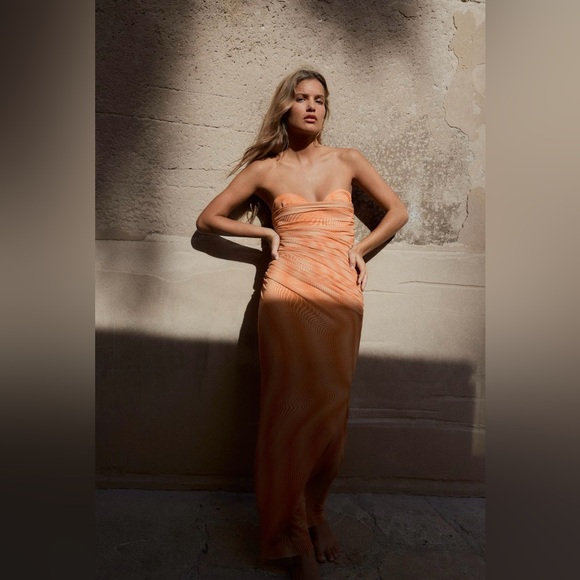 Zara Strapless Printed Tulle Dress - Picture 6 of 8